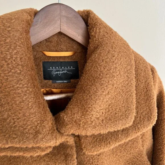Sentaler Bouclé Alpaca Moto Jacket Signature Double Collar - Dark Camel - Small